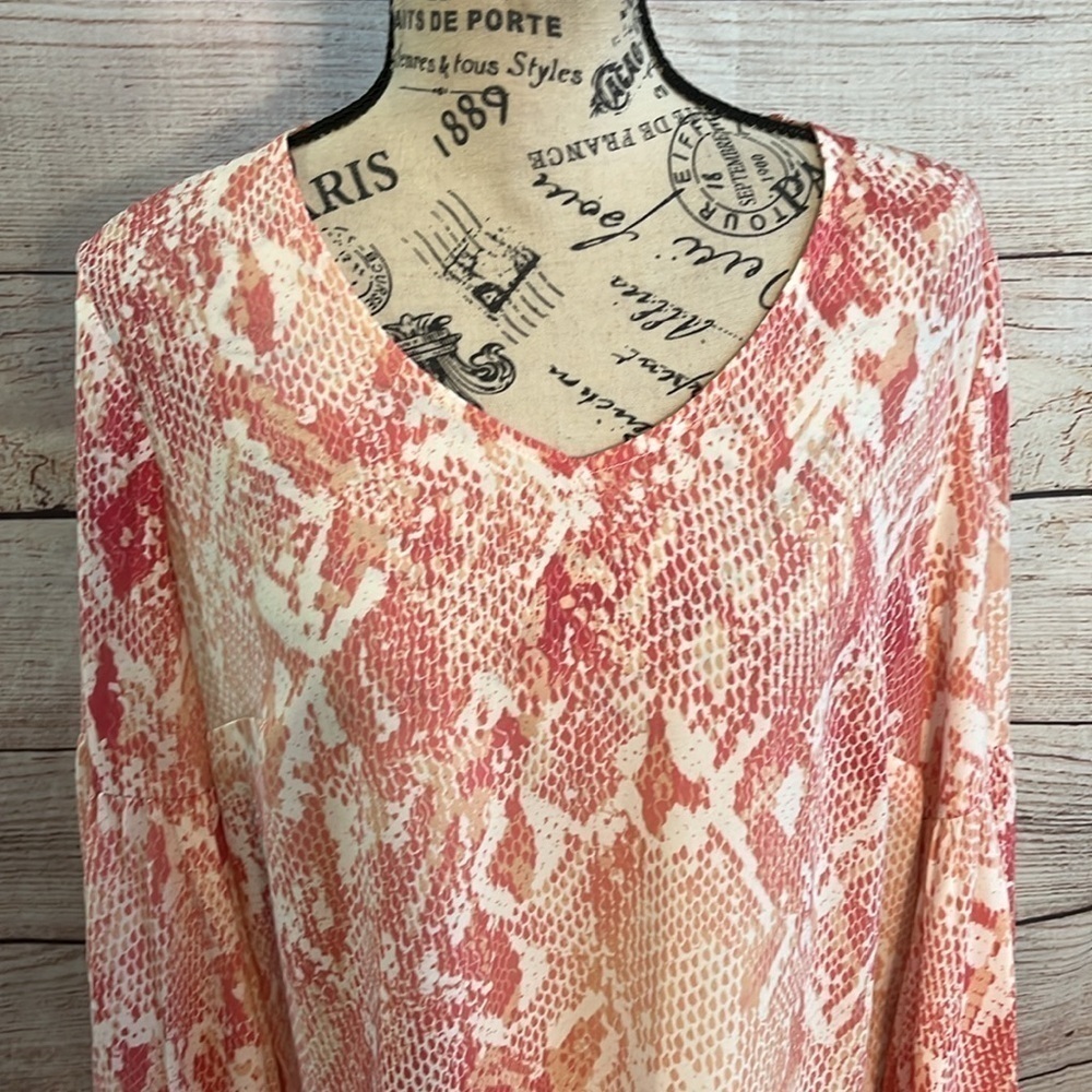 Cabi Bethany Blouse Snakeskin Python Print Pink P… - image 3